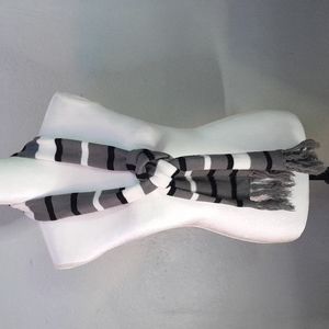Black, Gray and White Scarf 6 Inches by 66 Inches